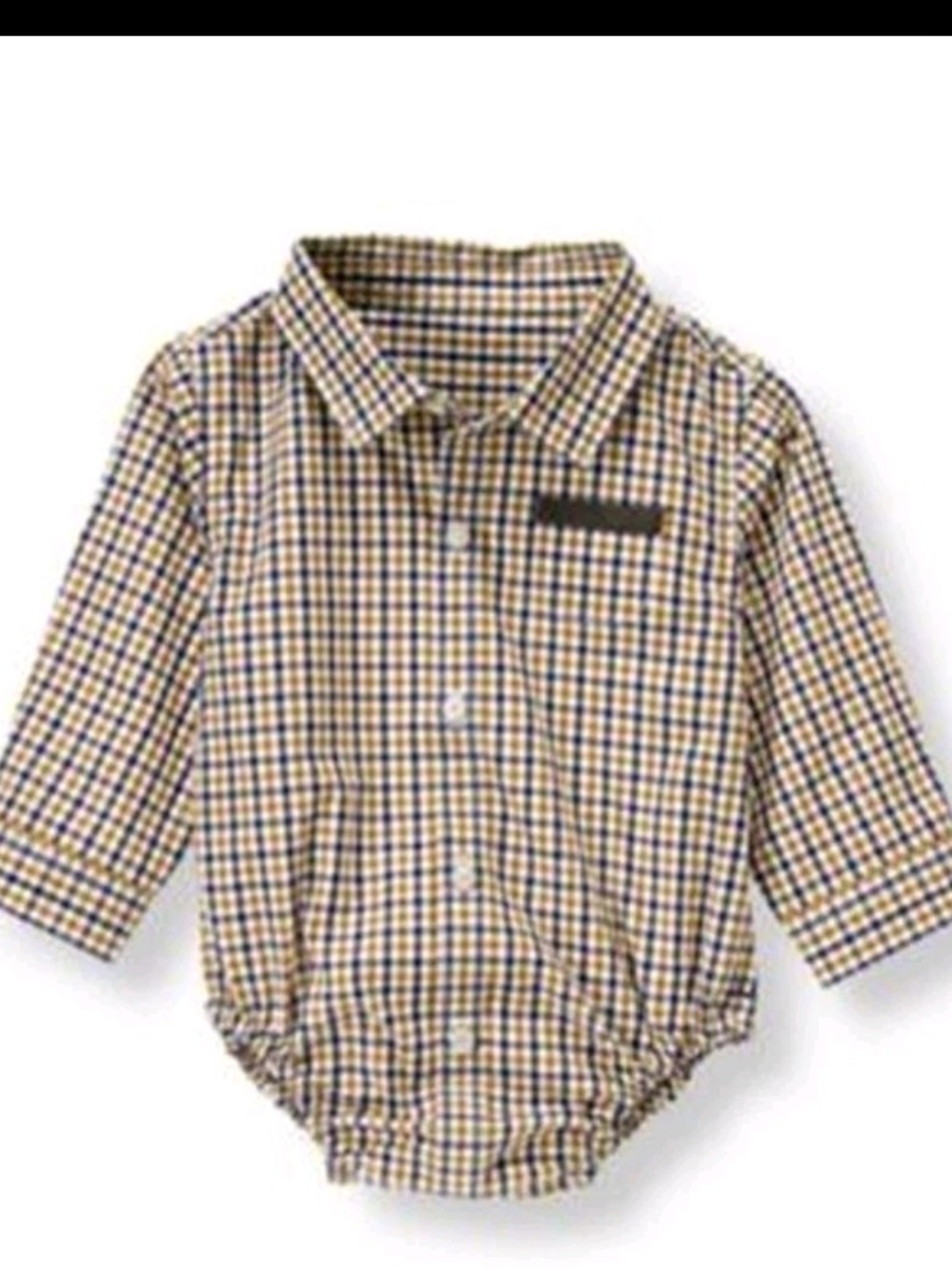Janie and Jack Yellow and Navy Plaid Button-Down Bodysuit 6-12